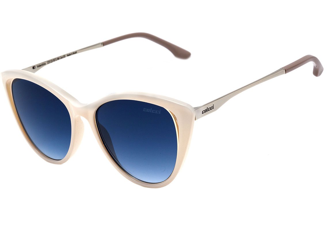 Óculos de Sol Colcci Valentina Branco E Dourado Brilho/ Azul Degradê Unico