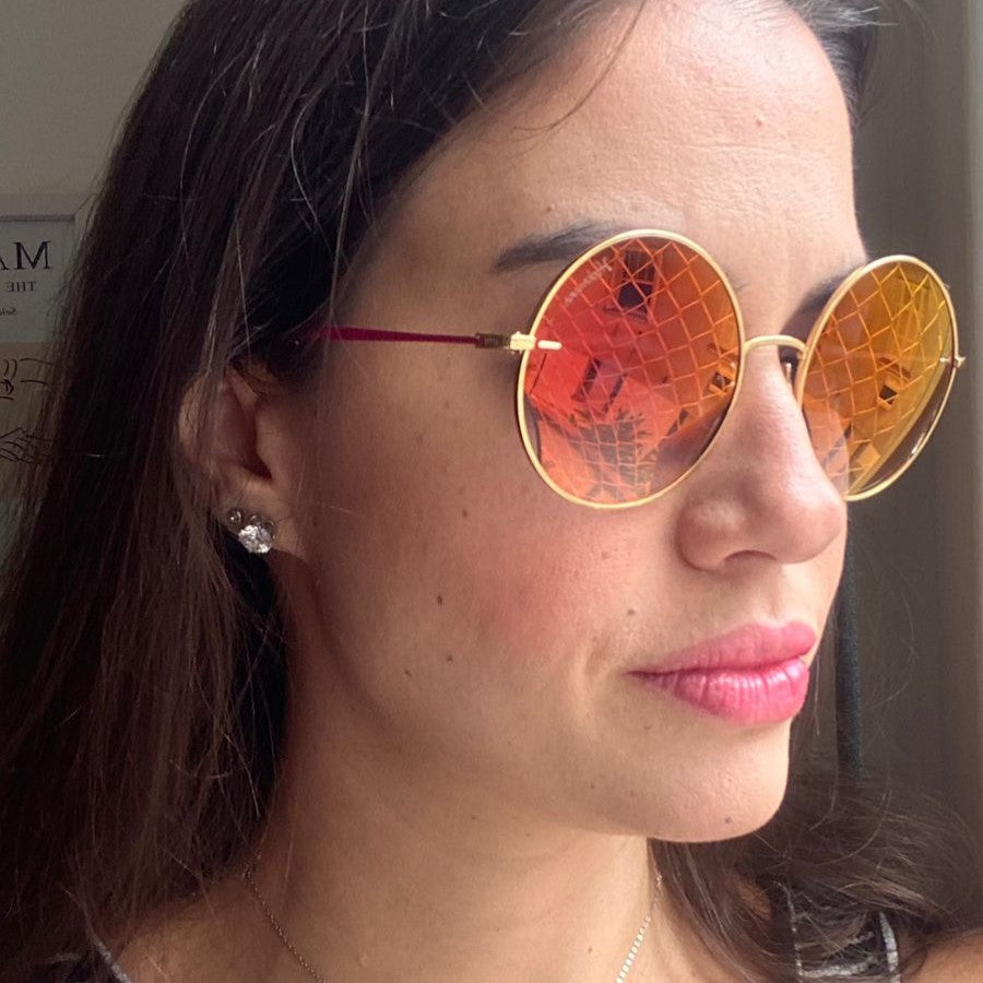 Hickmann Hi 3080 04B Dourado Brilho/ Vermelho Degradê Espelhado 55 mm - Sol