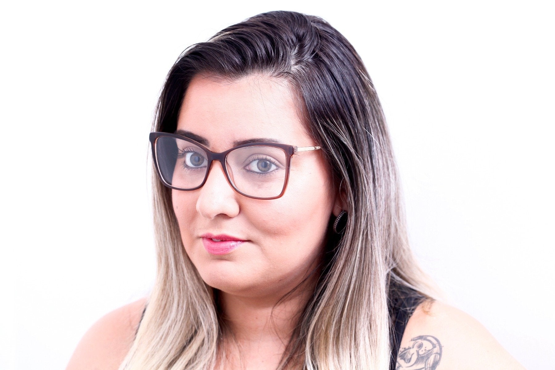 Óculos de Grau Atitude At 6216 I H02 Marrom Translúcido Brilho Lente 5,5 Cm