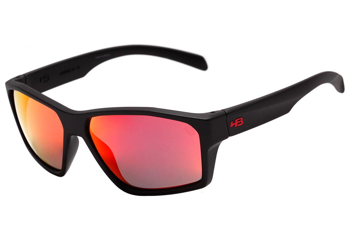 Óculos de Sol HB Stab Gloss Black / Gray Unico - 68 mm Matte Black/ Red Chrome Unico