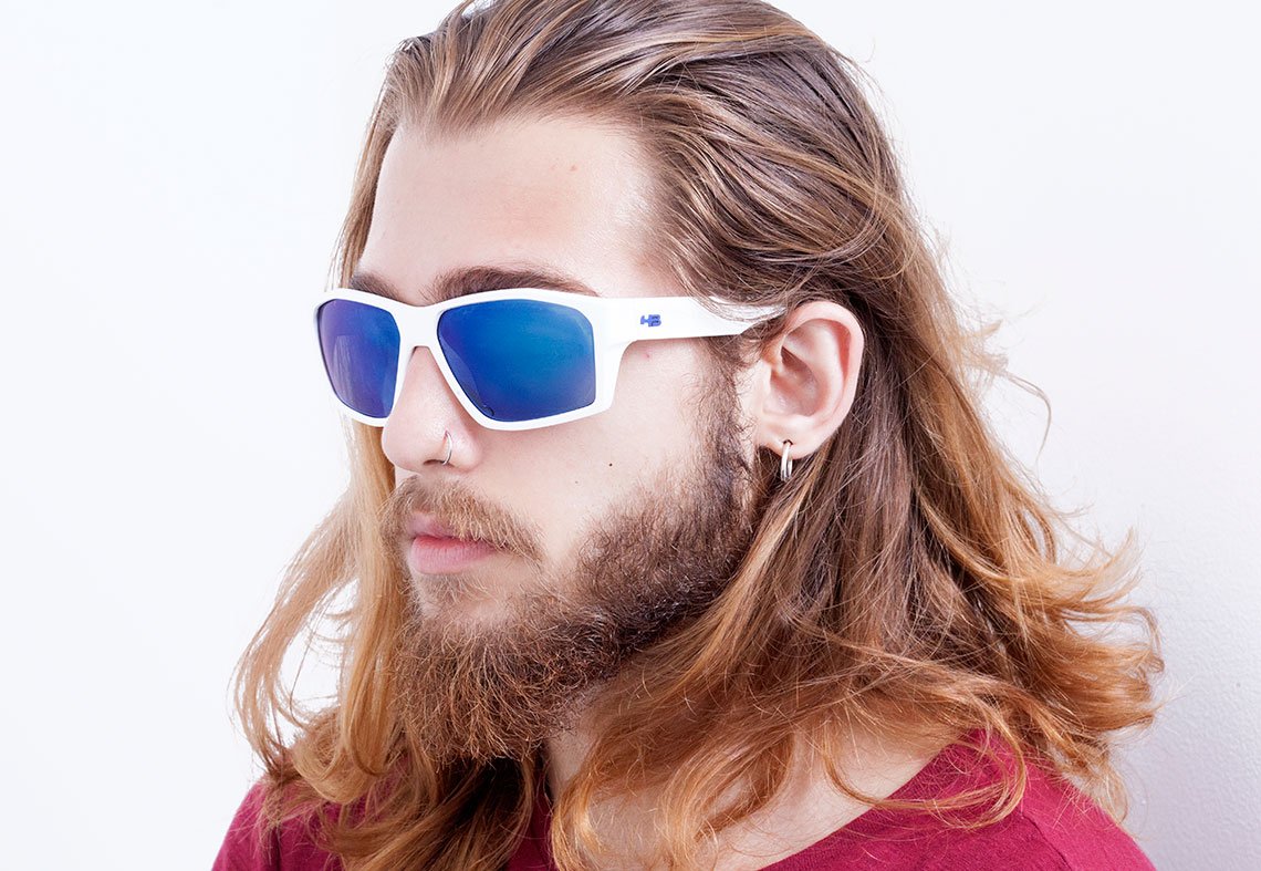 Óculos de Sol HB Stab Gloss Black / Gray Unico - 68 mm Pearled White/ Blue Chrome Unico