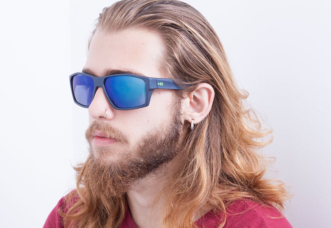 Óculos de Sol HB Stab Matte Navy / Blue Chrome Unico - 68 mm