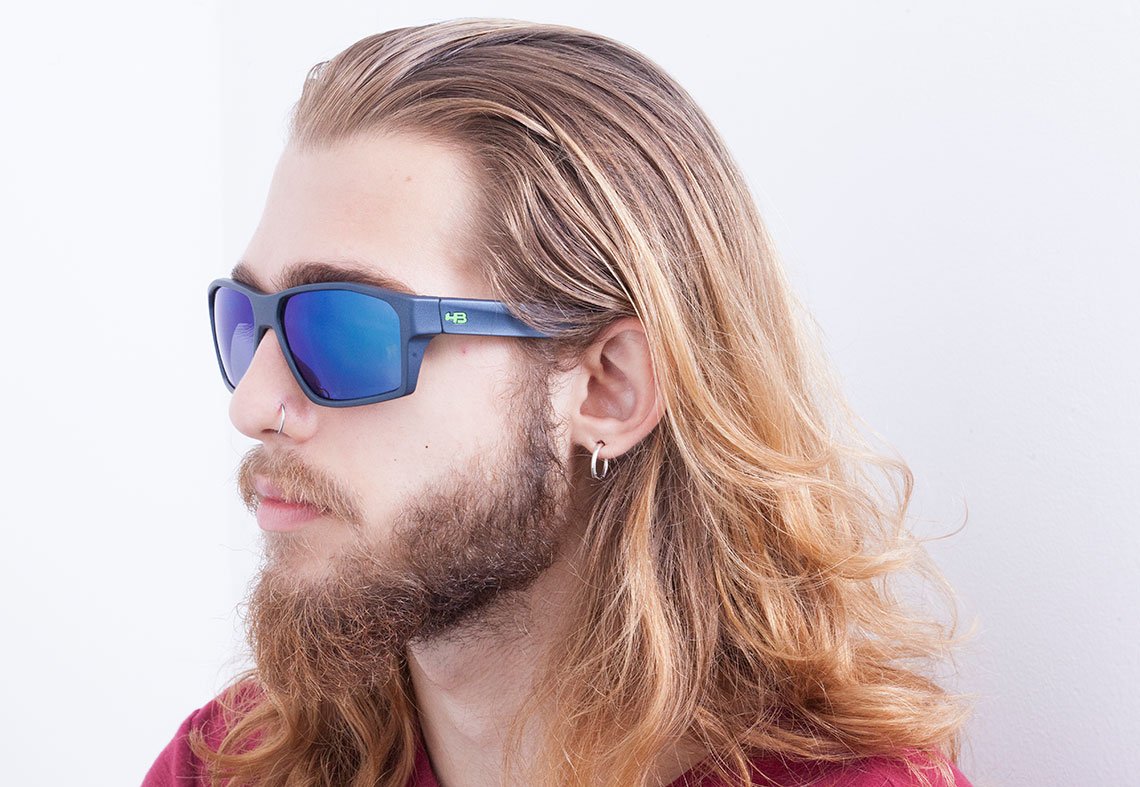 Óculos de Sol HB Stab Matte Navy / Blue Chrome Unico - 68 mm