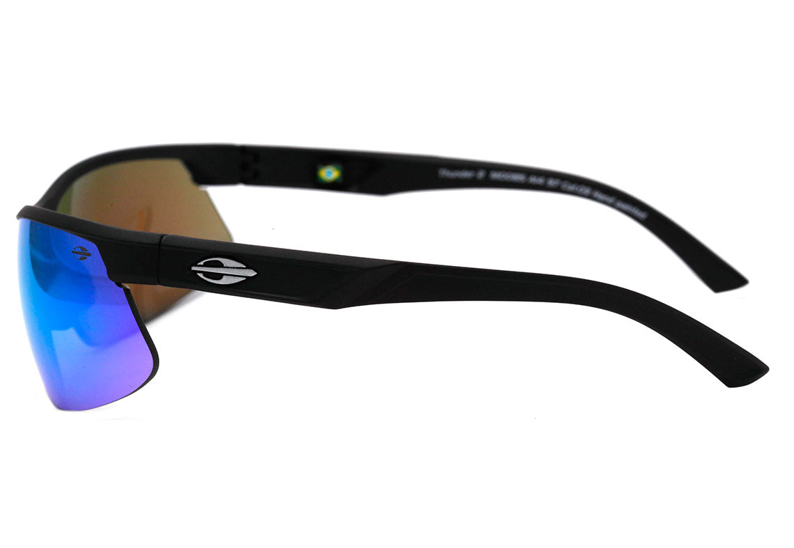 Óculos de Sol Mormaii Thunder II Preto Fosco / Azul Espelhado Unico - 72 mm