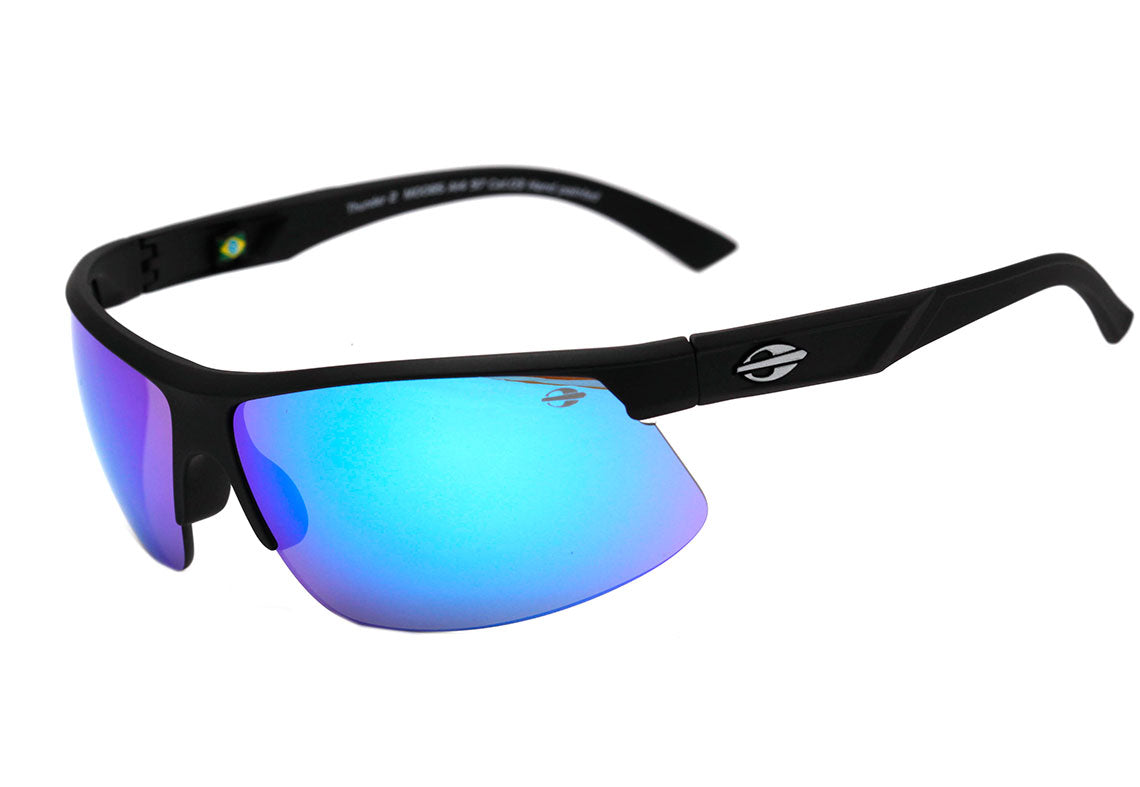 Óculos de Sol Mormaii Thunder II Preto Fosco / Azul Espelhado Unico - 72 mm