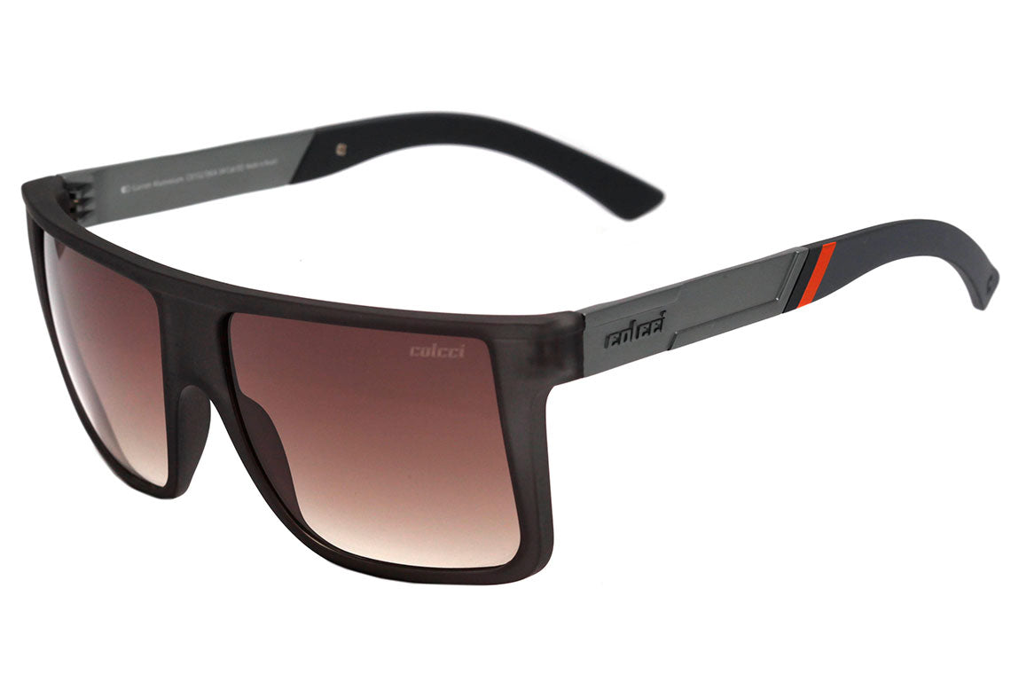 Óculos de Sol Colcci Garnet Aluminium Cinza Translúcido Fosco / Marrom Degradê Unico - 55 mm
