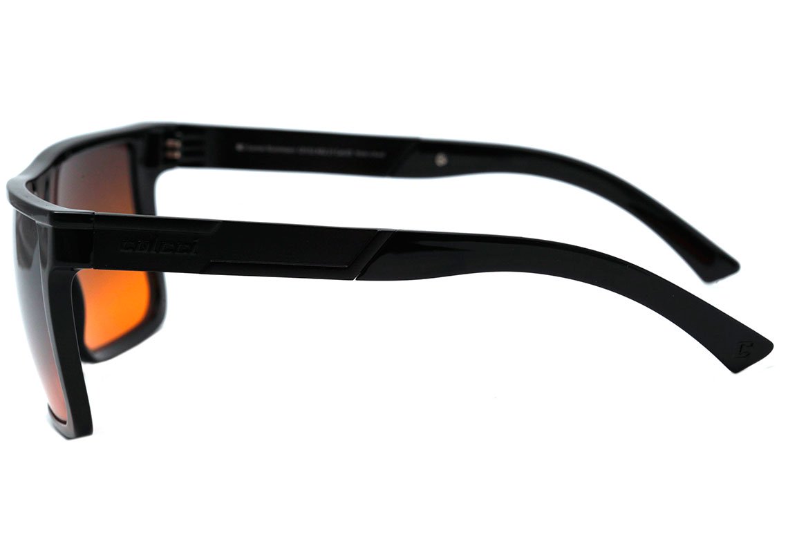 Óculos de Sol Colcci Garnet Aluminium Preto Brilho / Azul e Laranja Degradê Espelhado Unico - 55 mm