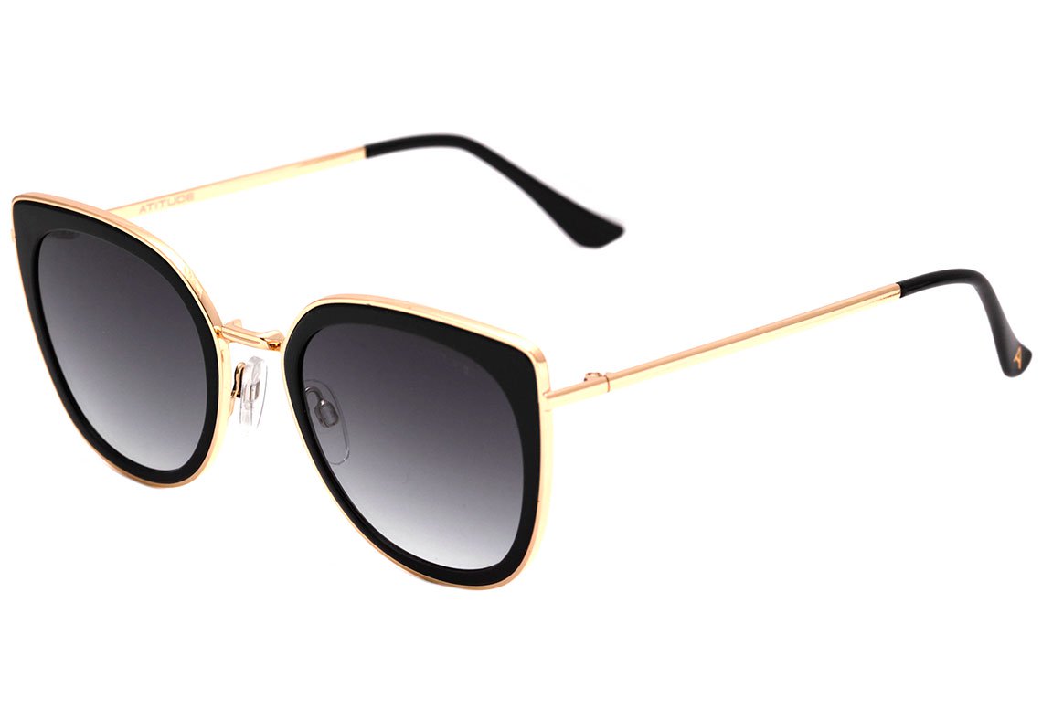 Óculos de Sol Atitude At 5411 A01 Preto E Dourado Brilho/ Cinza Degradê Lente 5,4 Cm