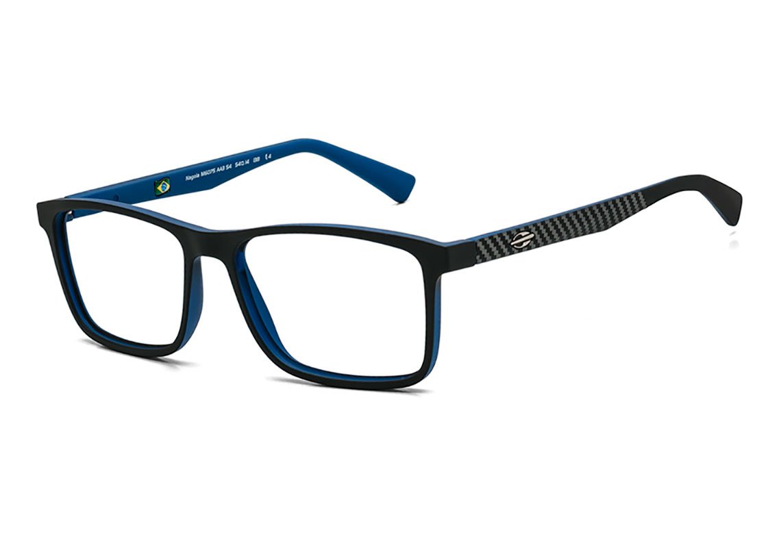 Óculos de Grau Mormaii Nagoia Preto E Azul Fosco Lente 5,4 Cm