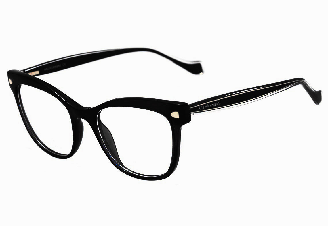 Óculos de Grau Ana Hickmann AH 6366 I A01 Preto Brilho - 52 mm