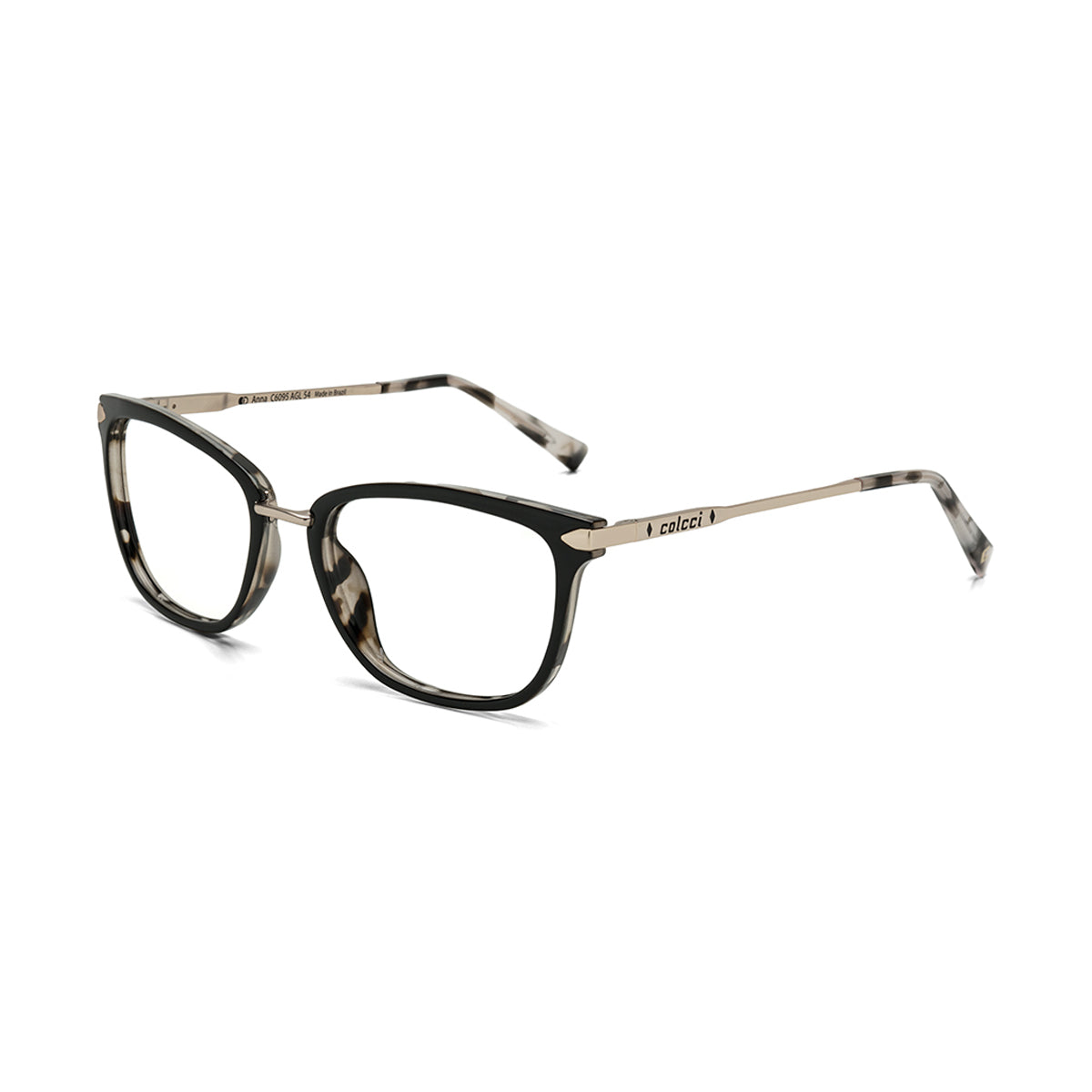 Óculos de Grau Colcci Anna Preto Mesclado e Marrom Brilho - 54 mm