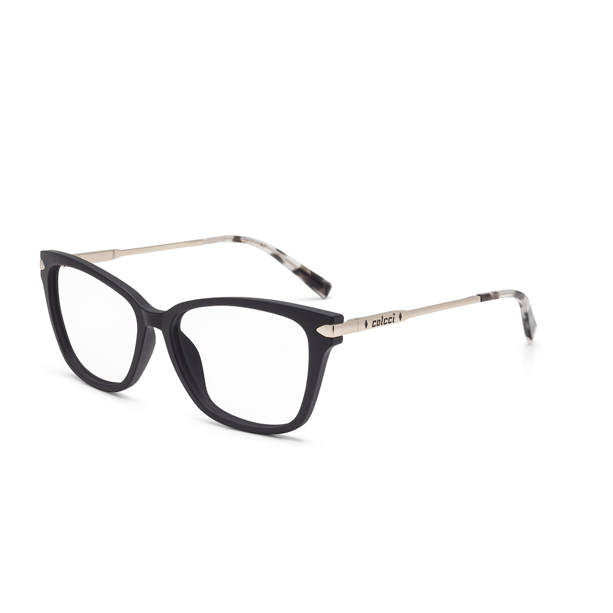 Óculos de Grau Colcci Frida Preto e Dourado Fosco - 55 mm