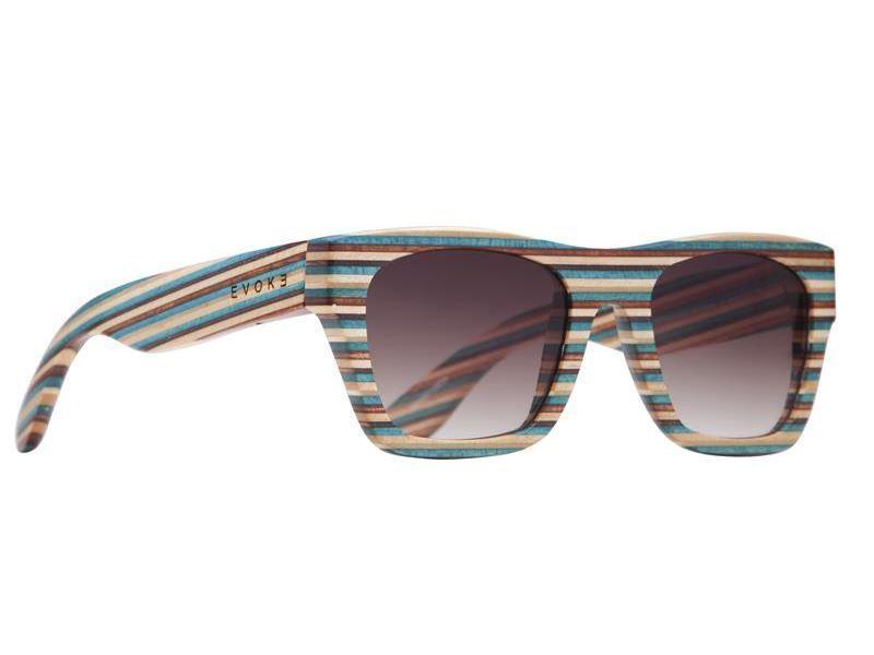 Óculos de Sol Evoke Wood Series 02 Madeira MP01X Light Blue Mix/ Brown Gradient UNICO