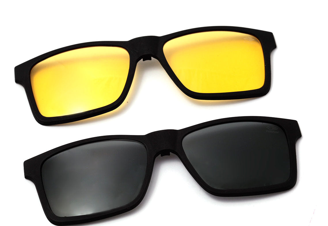 Mormaii Swap Clip On Preto Brilho/ Cinza Polarizado/ Amarelo Polarizado 56 mm