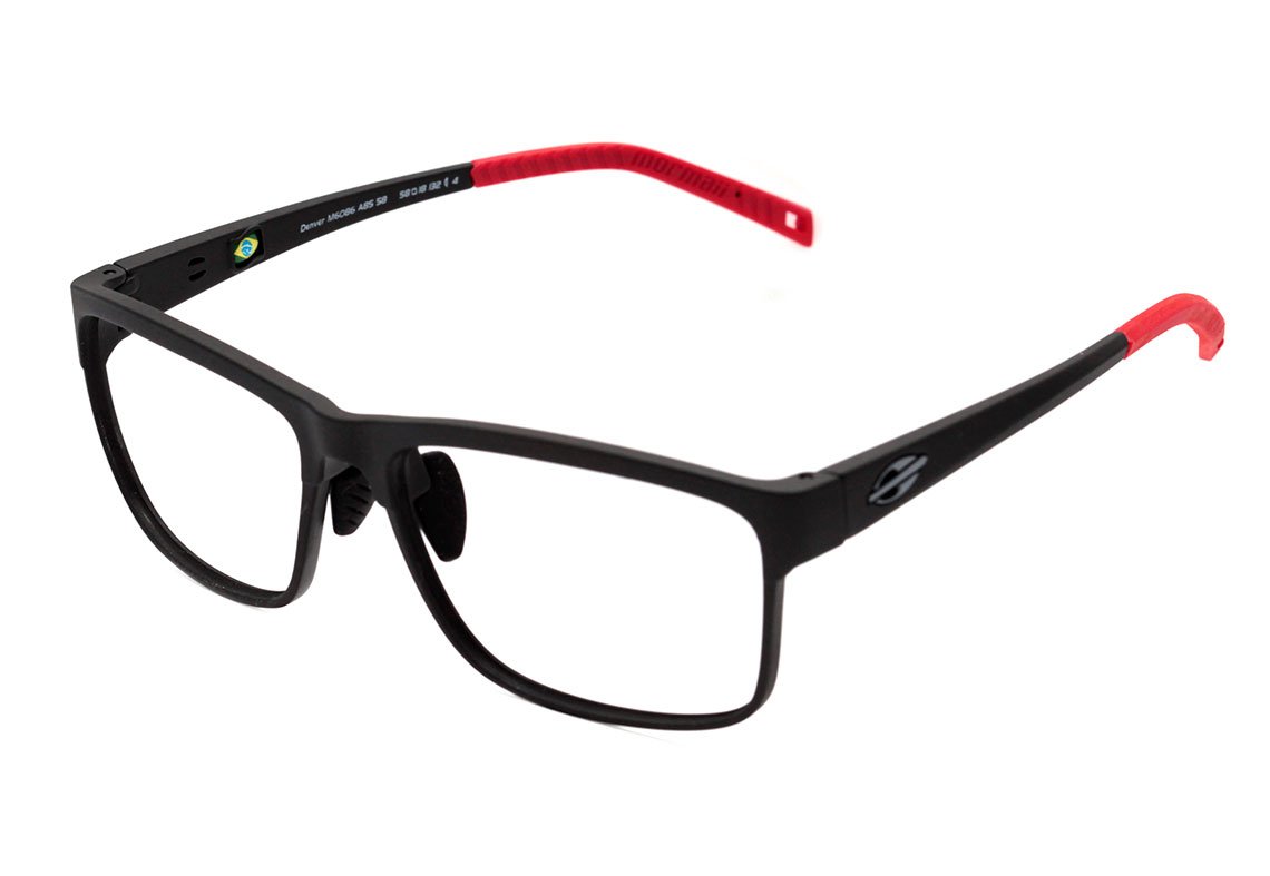 Mormaii Denver Preto e Vermelho Fosco - Lente 5,8 cm - Grau