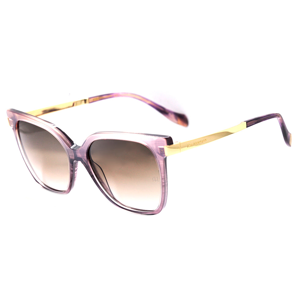 Ana Hickmann AH 9277 E02 Roxo Translúcido e Dourado Brilho / Marrom Degradê - Lente 5,4 cm