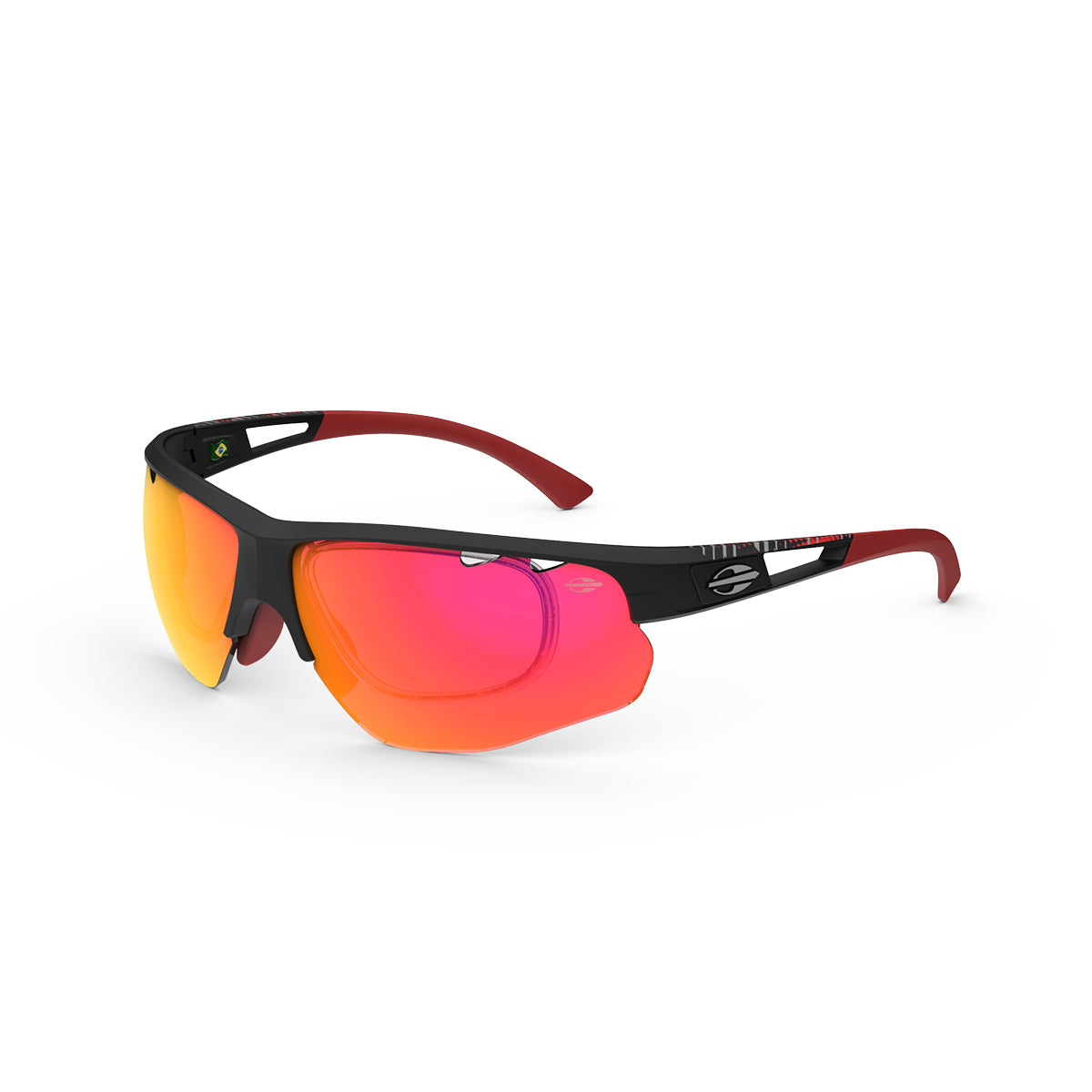 Mormaii Eagle Clip On Preto Fosco e Vermelho / Vermelho Espelhado - Lente 7,8 cm