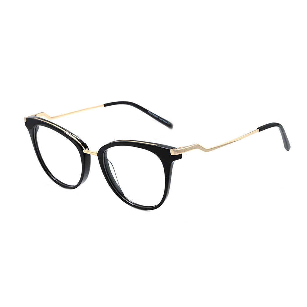 Hickmann HI 6171 A01 Preto e Dourado Brilho - Lente 5,0 cm - Grau