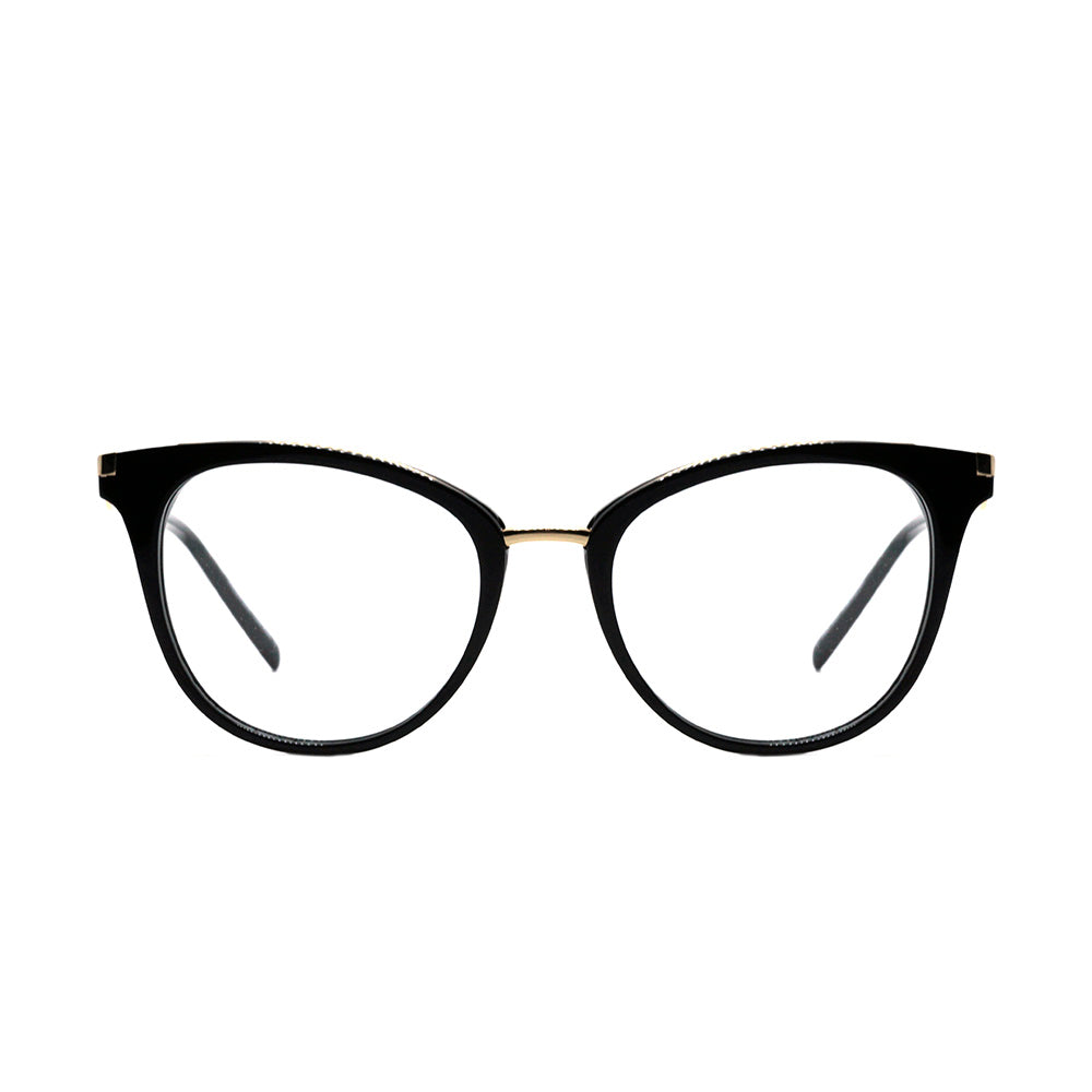 Hickmann HI 6171 A01 Preto e Dourado Brilho - Lente 5,0 cm - Grau