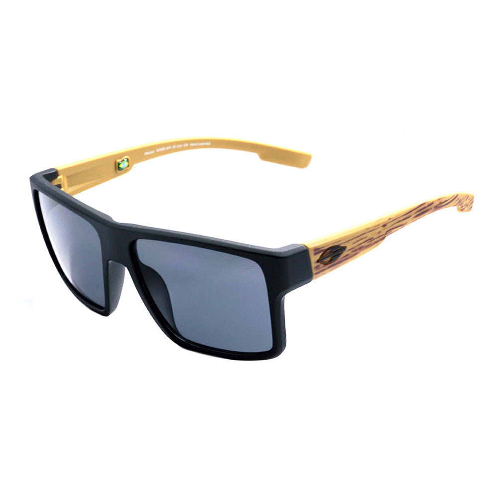 Mormaii Macau Preto Fosco e Madeira / Cinza Unico - Lente 5,6 cm