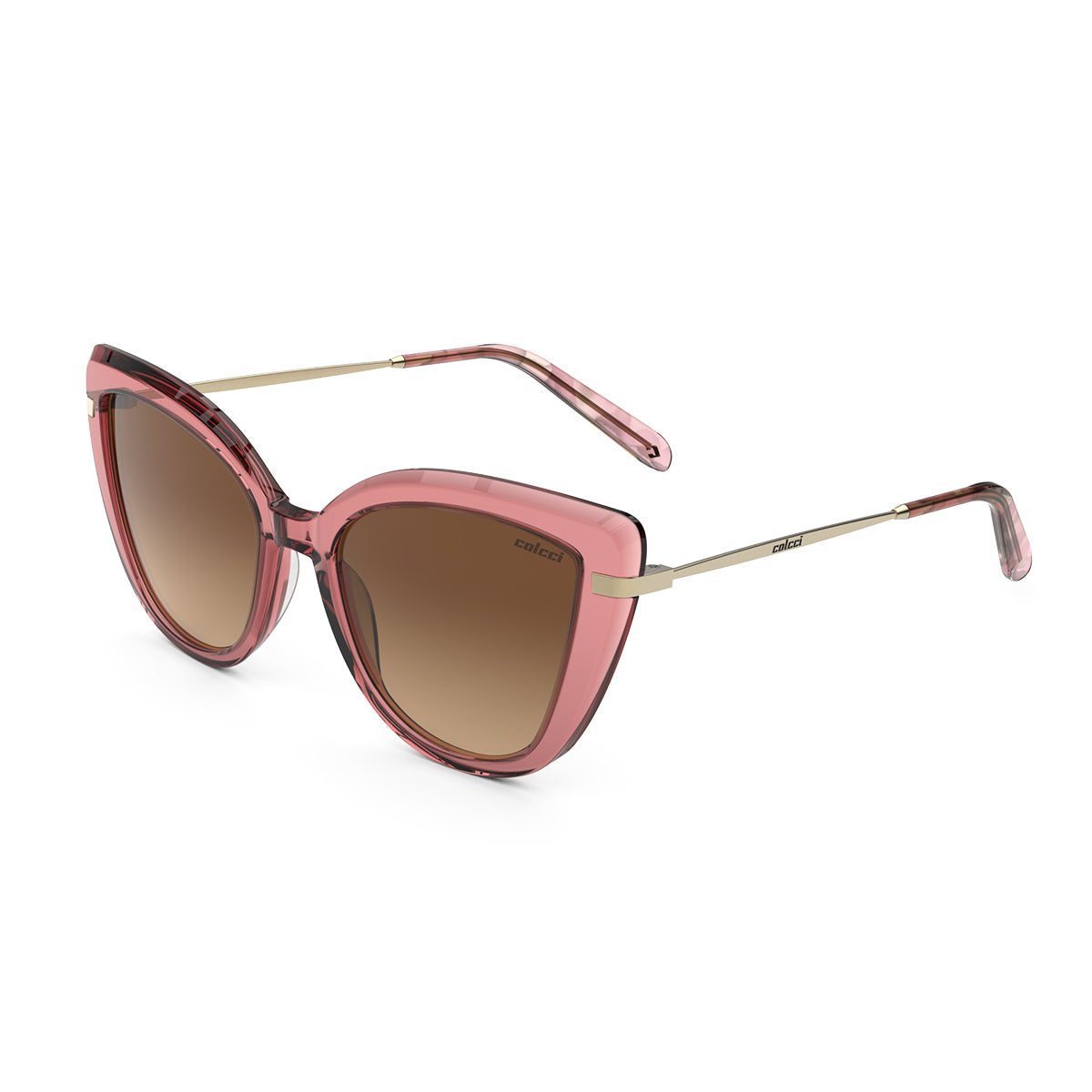 Colcci Manu Rosa Translúcido Brilho / Marrom Degradê Unico - Lente 5,8 cm