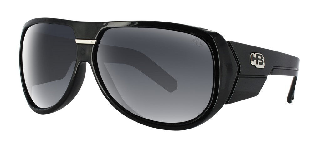 Óculos de Sol HB Carvin Round Gloss Black/ Gray Degradê