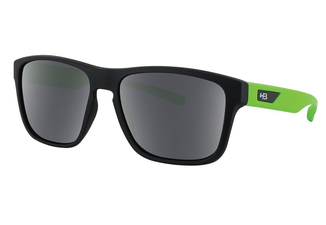 Óculos de Sol HB Teen H-Bomb Matte Black Lucky Green / Gray - 49 mm