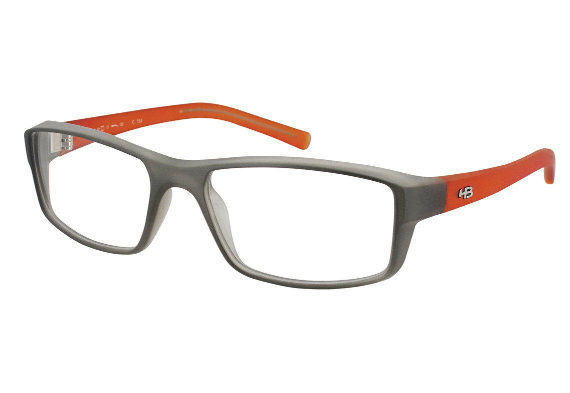 Óculos de Grau HB Teen Polytech M 93115 Matte Black - Lente 4,9 cm Matte Onyx/ Glassy Orange - Lente 4,9 Cm