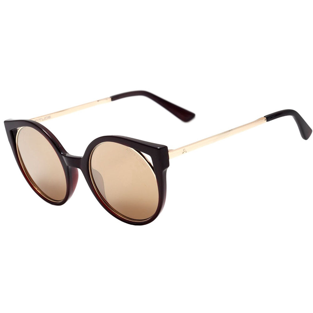 Atitude AT5374 T01 Marrom Translúcido e Dourado Brilho Dourado Espelhado - Sol - 50 mm