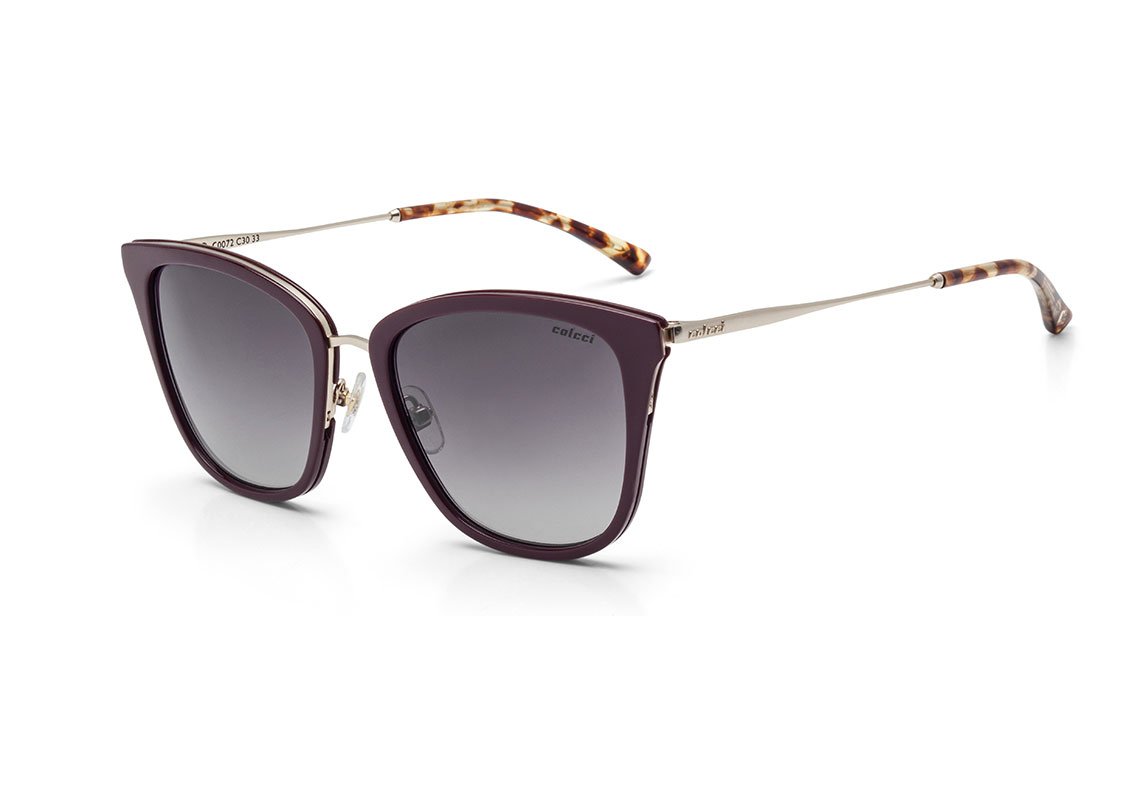 Óculos De Sol Colcci C0072 VERMELHO BRILHO E PRATA/ MARROM DEGRADÊ
