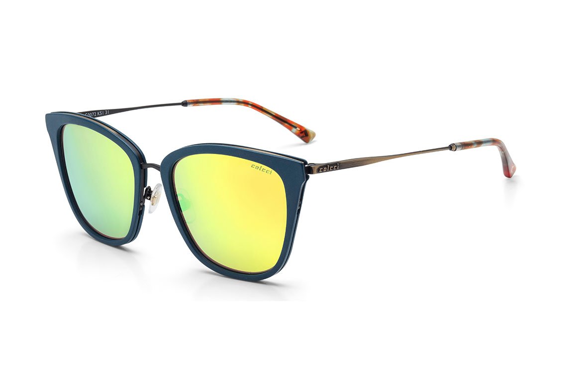 Óculos De Sol Colcci C0072 AZUL FOSCO E DOURADO/ AMARELO ESPELHADO