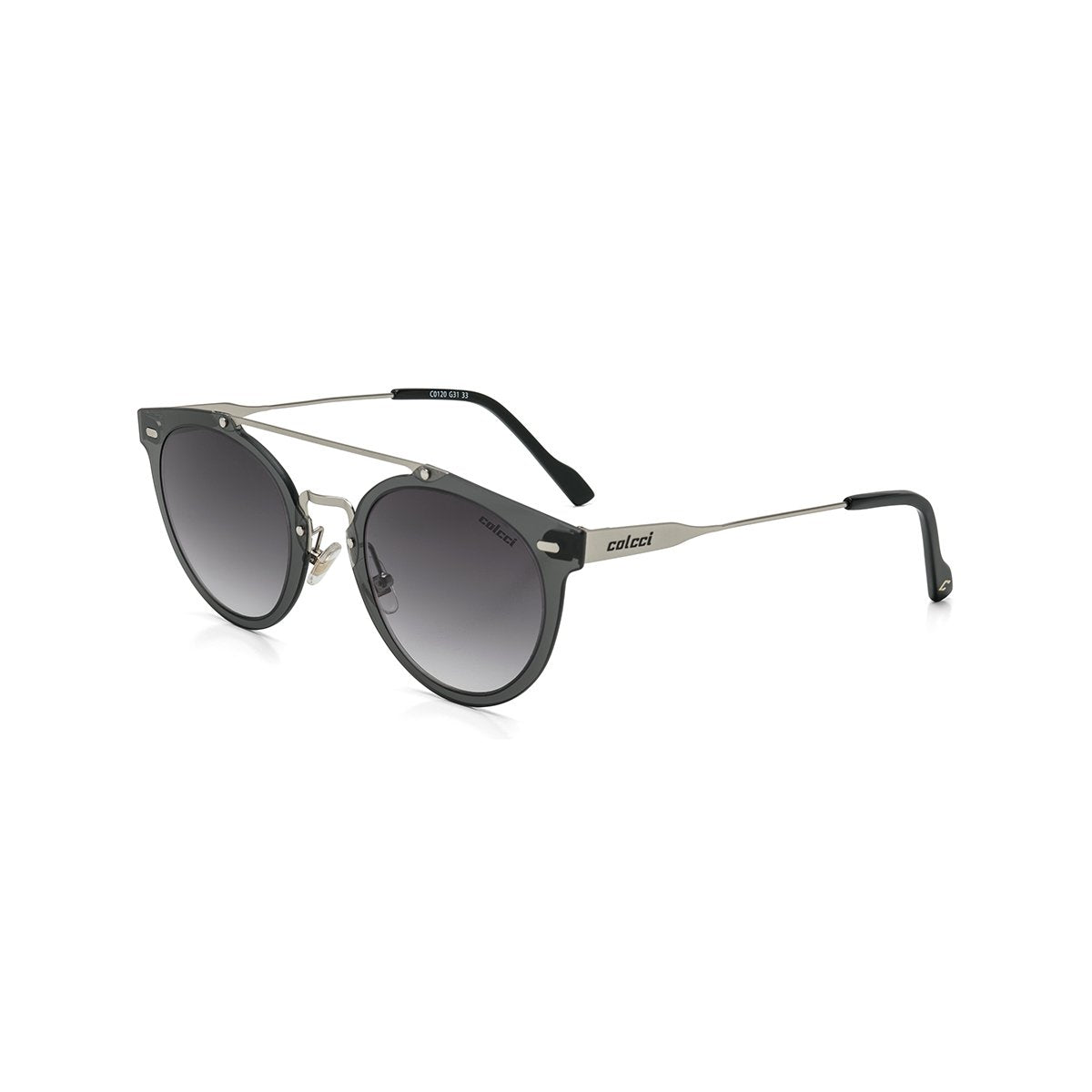Óculos De Sol Colcci C0120 PRETO BRILHO E PRATA FOSCO/ CINZA DEGRADÊ