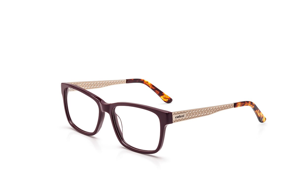 Óculos de Grau Colcci C6065 Vinho E Dourado Brilho - 52 mm