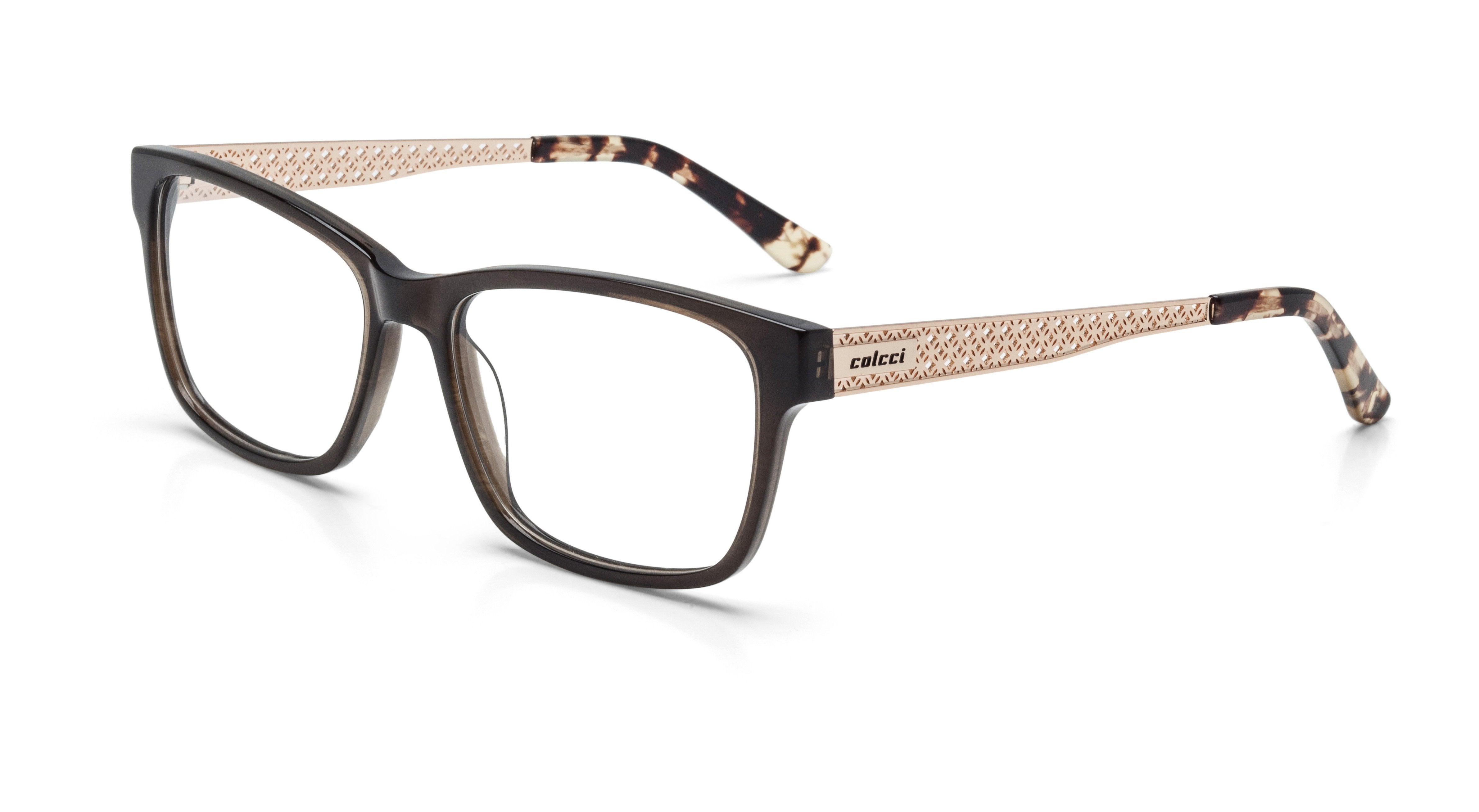 Óculos de Grau Colcci C6065 Marrom Translúcido E Dourado - 52 mm
