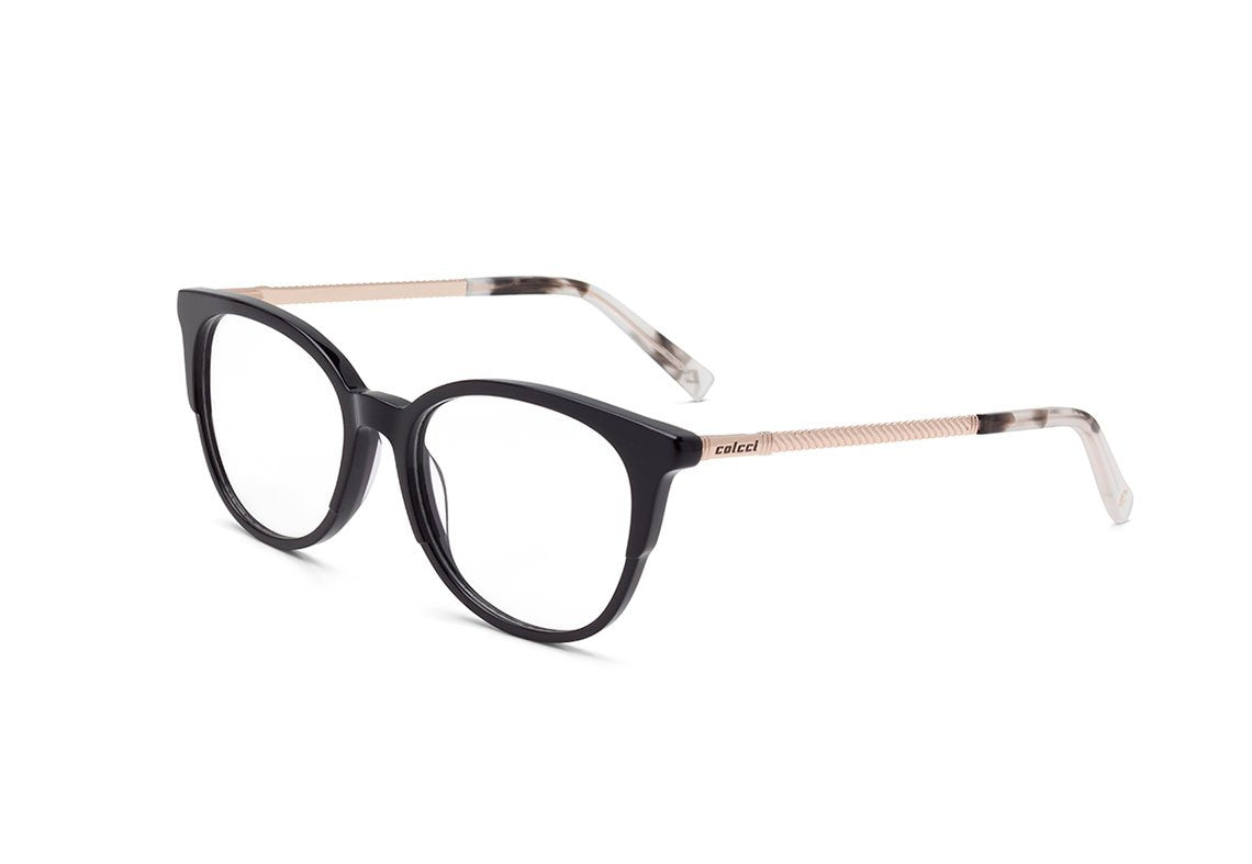 Óculos de Grau Colcci C6081 Preto E Dourado Brilho - 50 mm