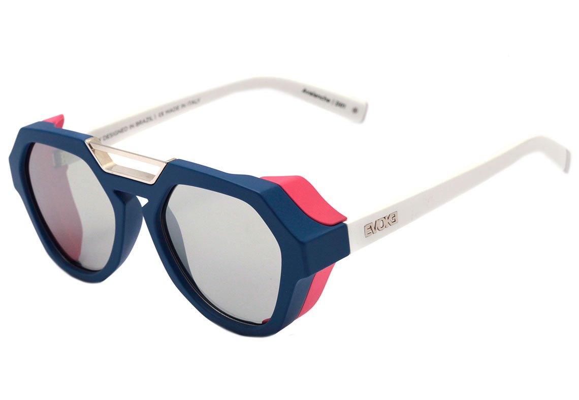 Evoke Avalanche D01 Blue Matte White / Gray Silver Flash Unico - 53 mm - Sol