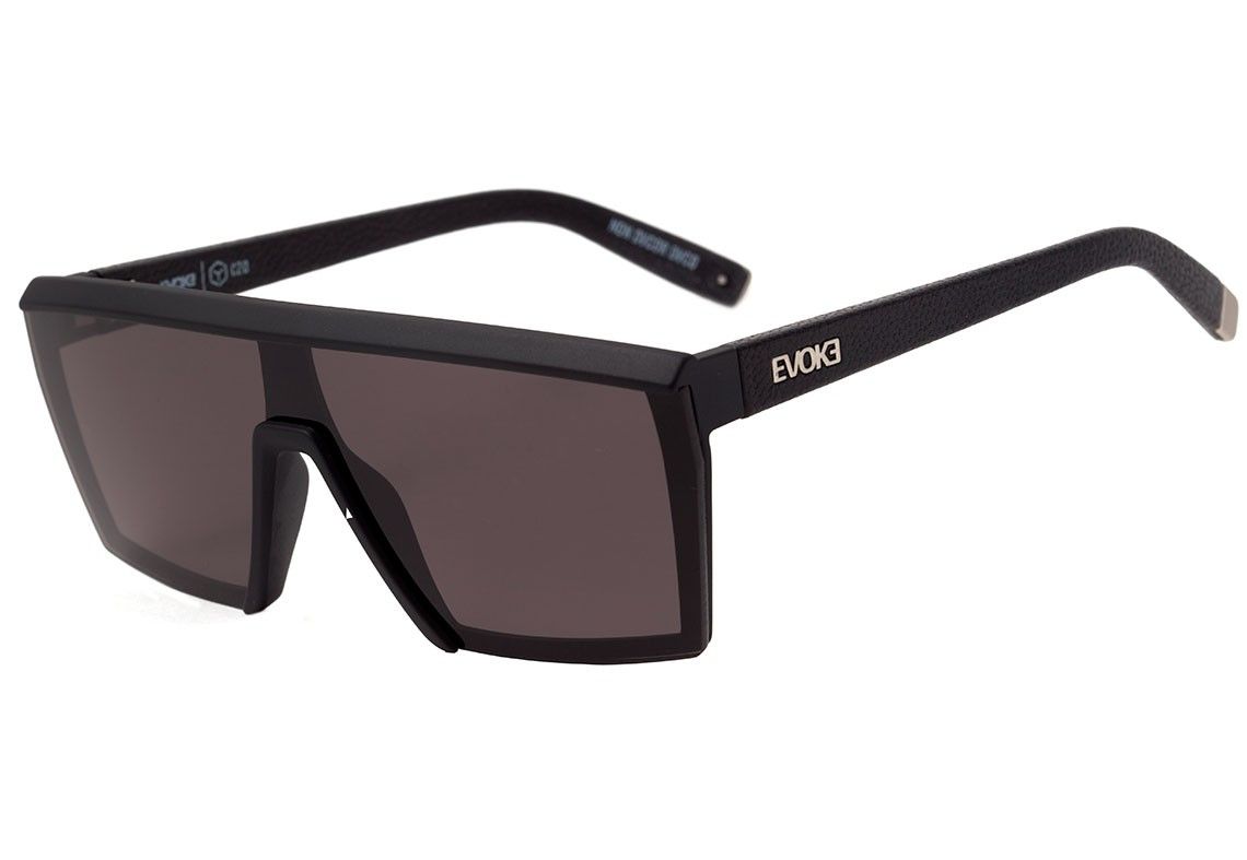 Óculos de Sol Evoke Cartel 011 Futurah A01 Black Matte Temple Black Leather Silver/ Black Total