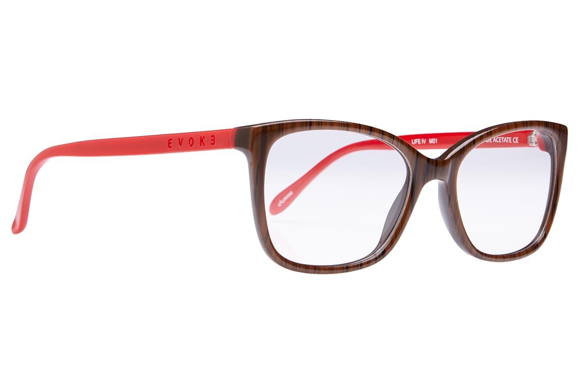 Óculos de Grau Evoke Life Iv M01 Wood Shine Temple Red 52 mm