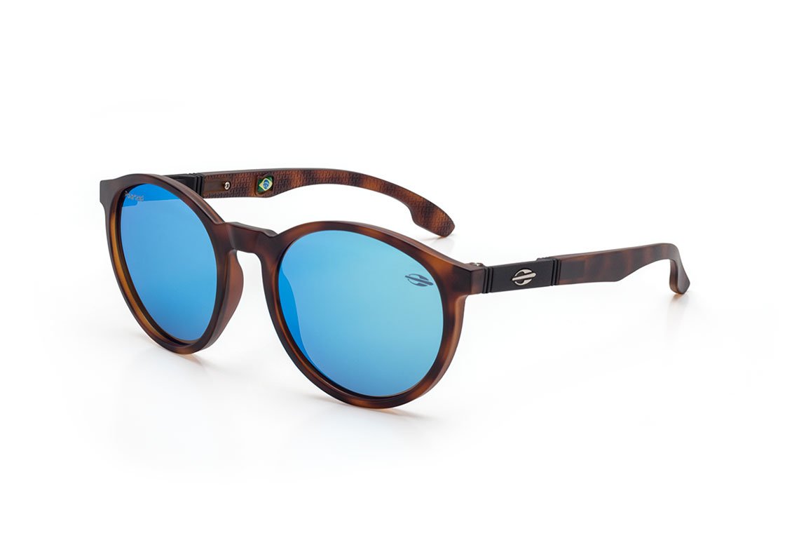 Óculos de Sol Mormaii Maui NXT Infantil Marrom Fosco e Preto / Azul Espelhado Unico - 45 mm