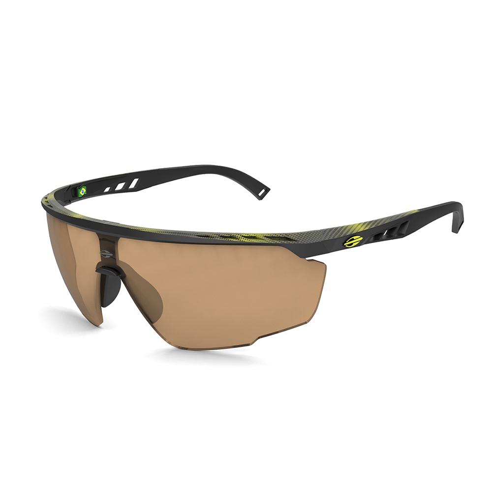 Óculos de Sol Mormaii Leap Preto e Amarelo Fosco / Marrom Espelhado Unico - 53 mm