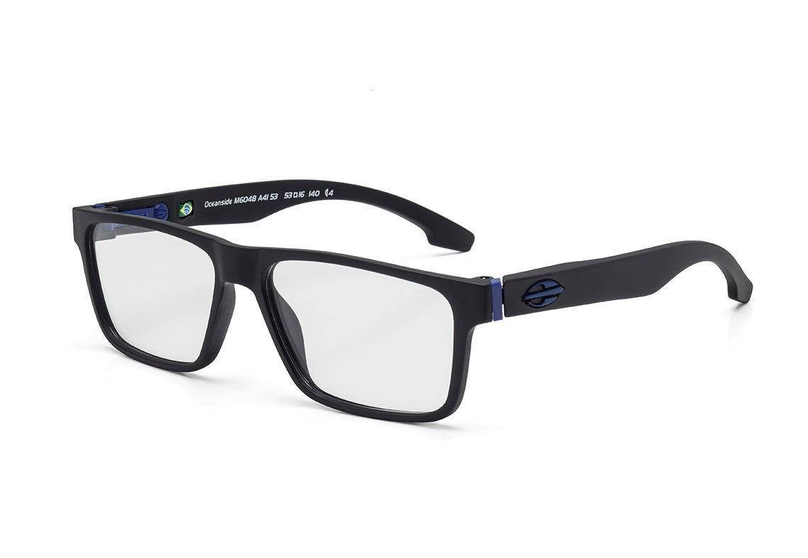 Óculos de Grau Mormaii Oceanside Preto Fosco e Azul Brilho - Lente 5,3 cm