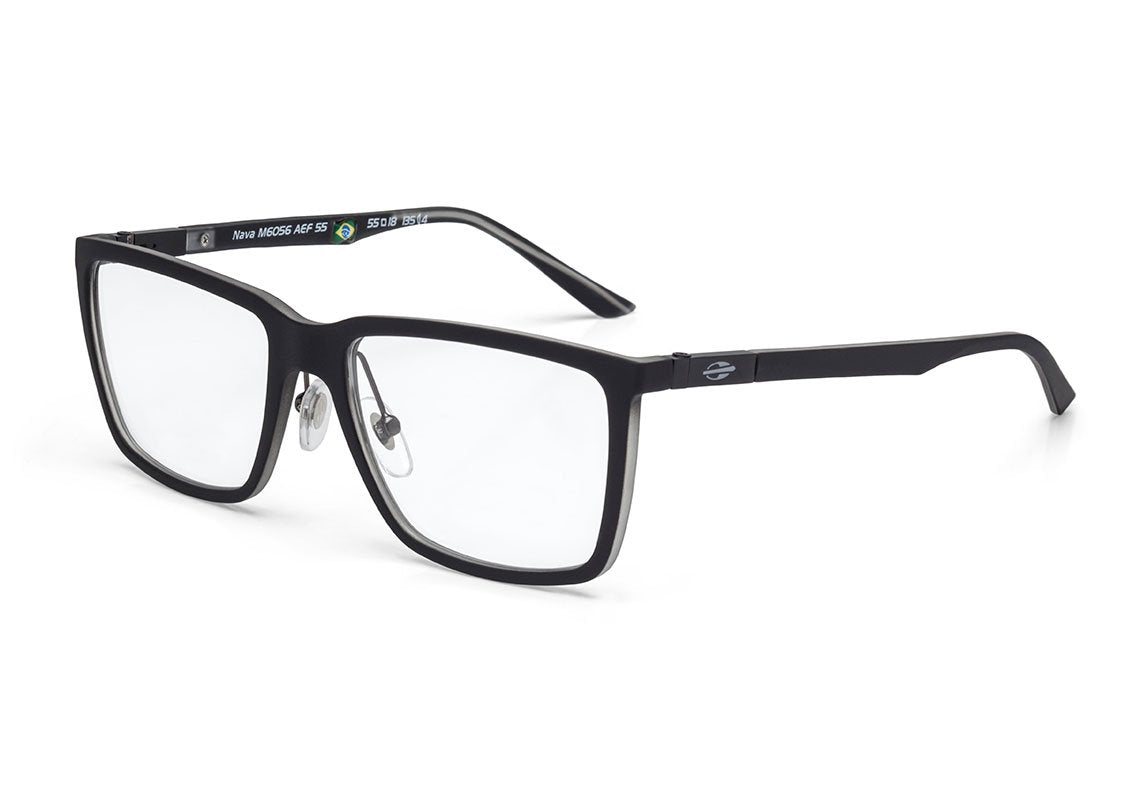 Óculos de Grau Mormaii Nava Preto E Cinza Fosco Lente 5,5 Cm