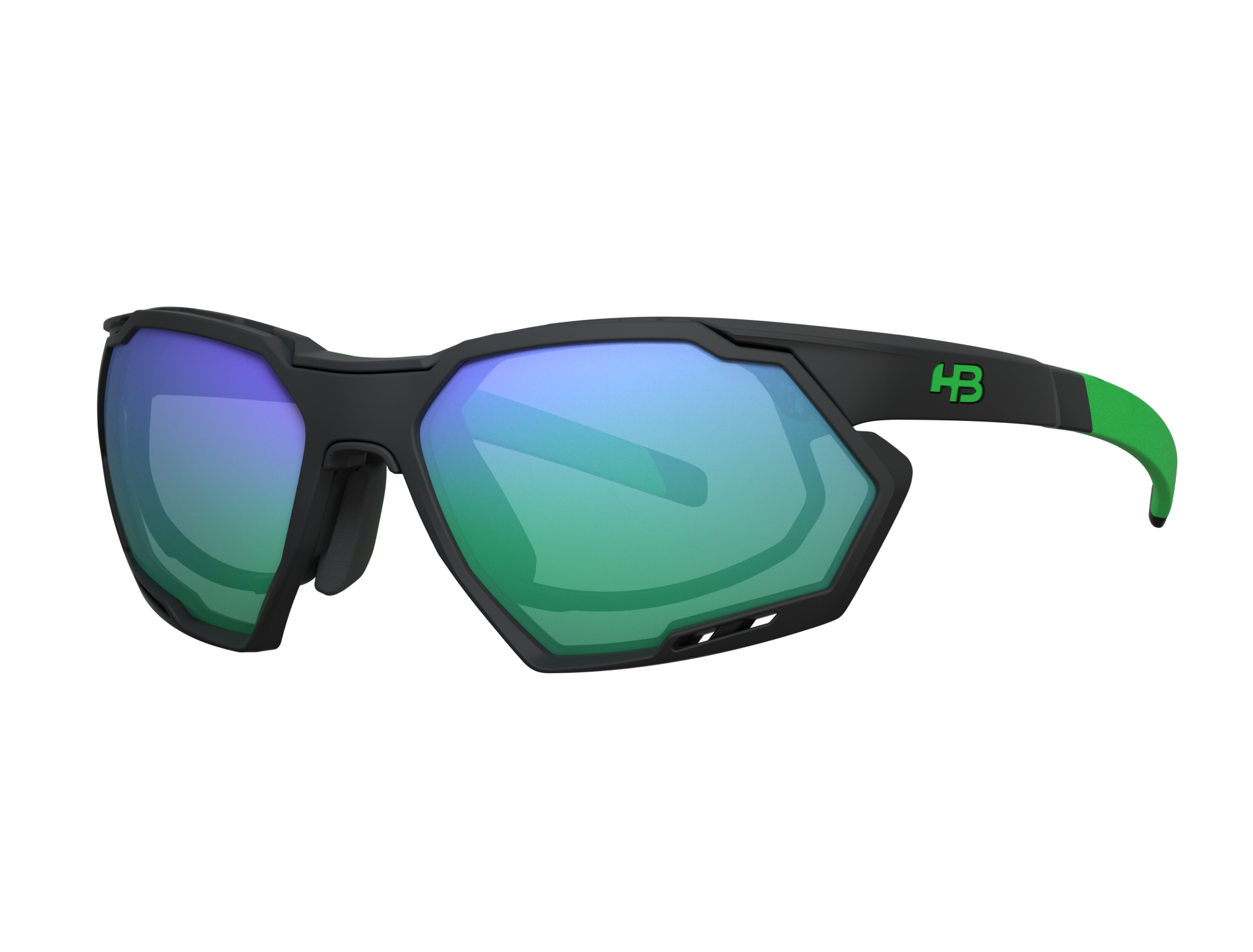 HB Rush Matte Black D. Green / Green Chrome - Lente 5,3 cm - Grau