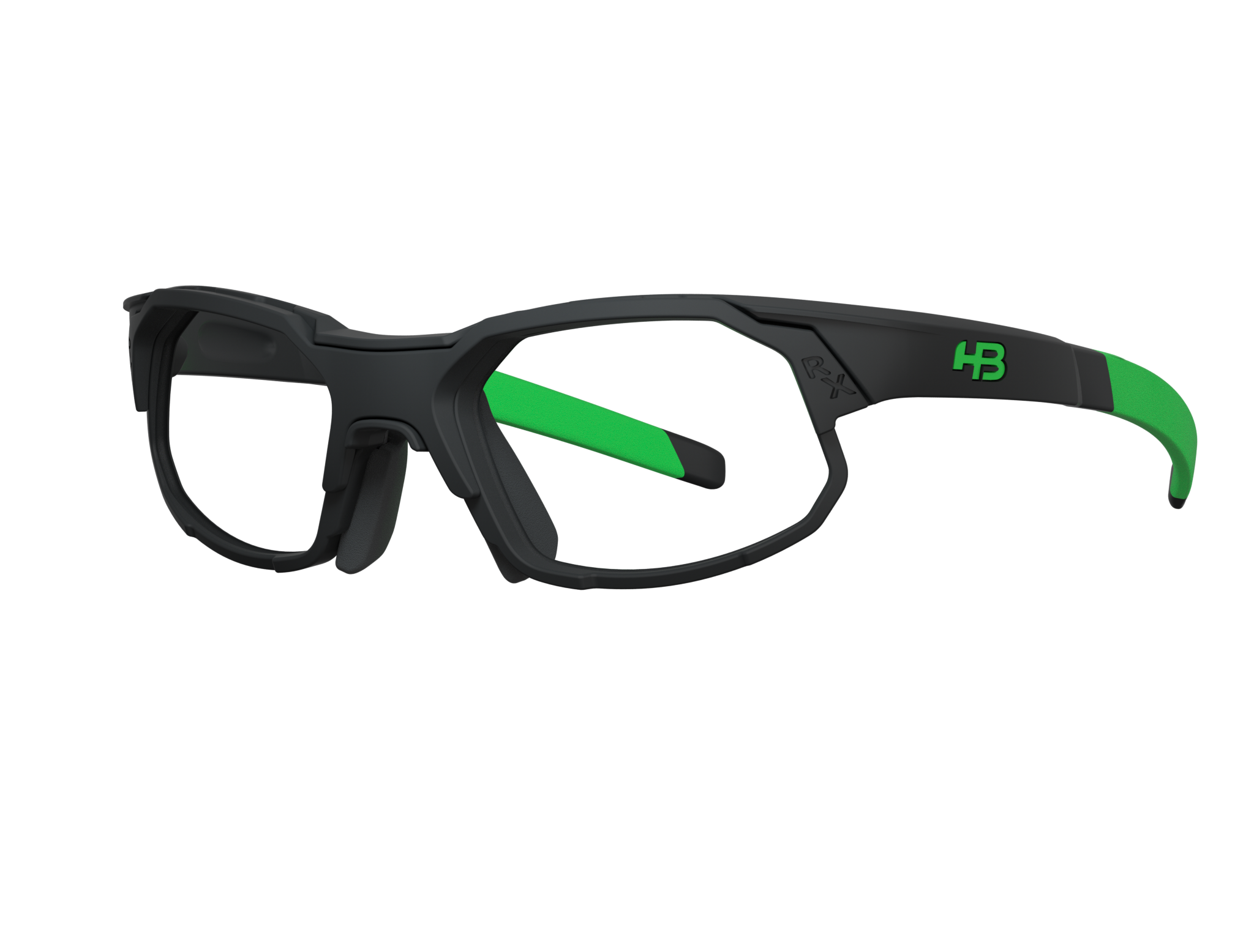 HB Rush Matte Black D. Green / Green Chrome - Lente 5,3 cm - Grau