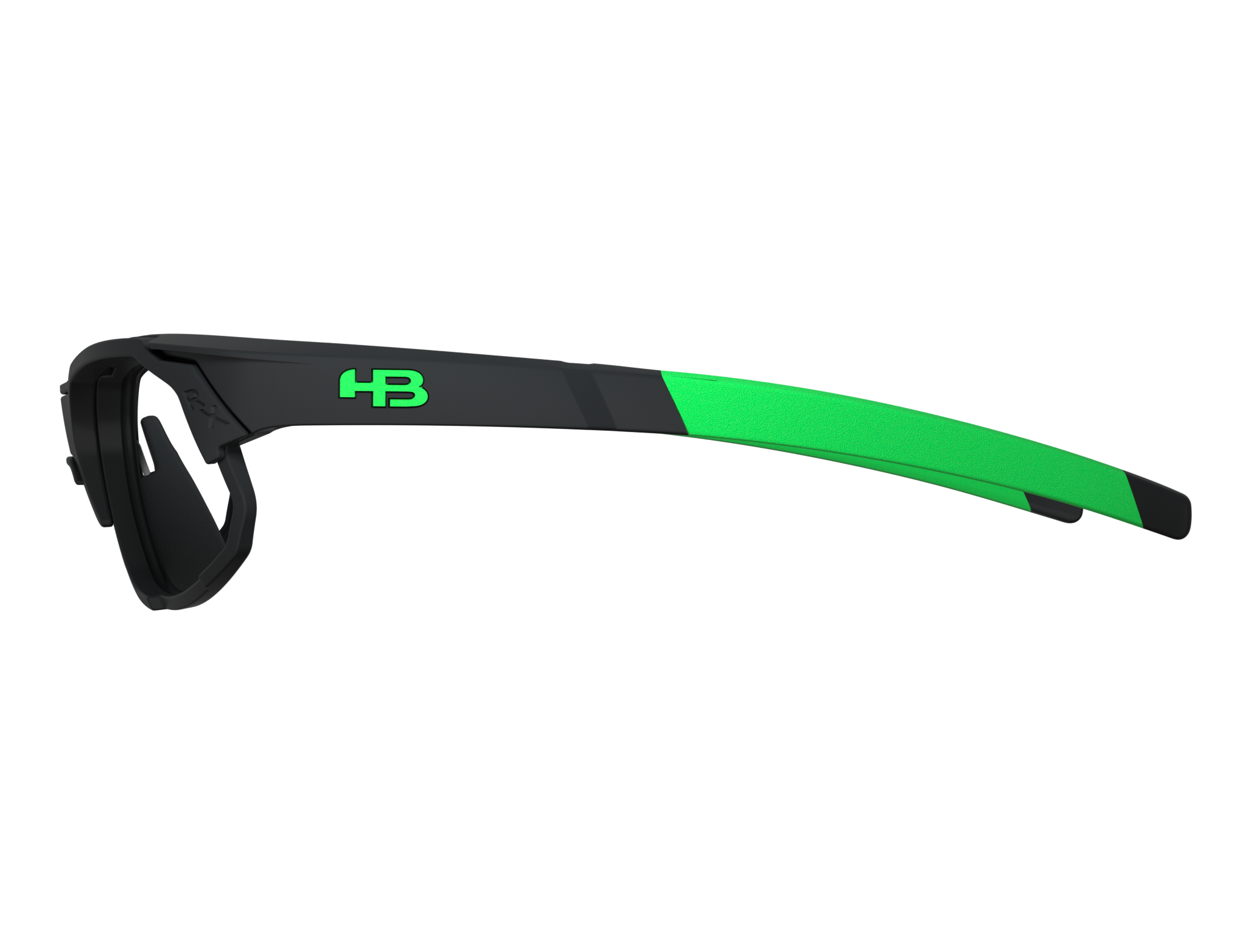 HB Rush Matte Black D. Green / Green Chrome - Lente 5,3 cm - Grau
