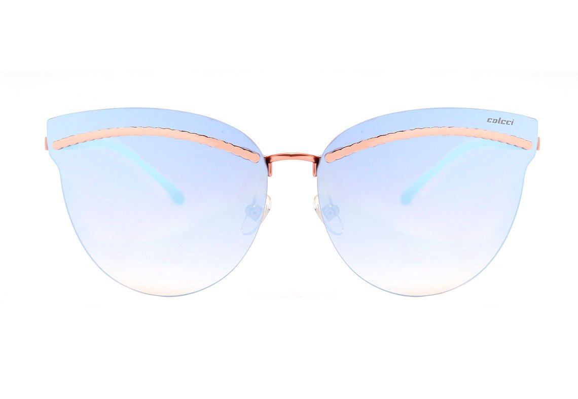 Óculos de Sol Colcci C0136 Rosê Fosco e Azul Brilho / Azul Espelhado - 65 mm