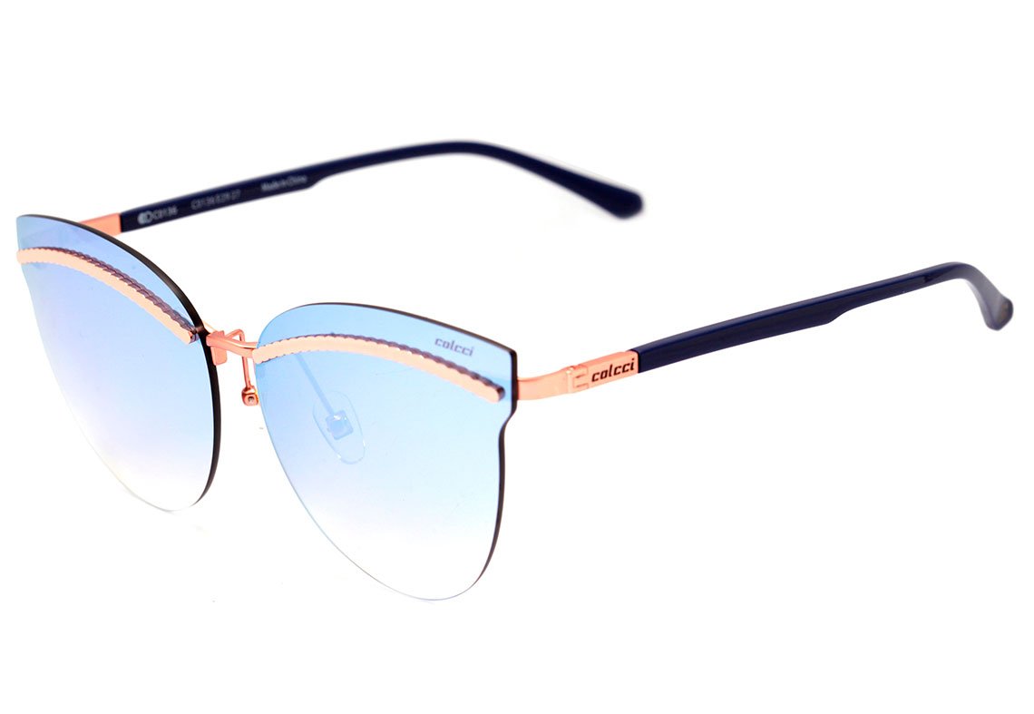 Óculos de Sol Colcci C0136 Rosê Fosco e Azul Brilho / Azul Espelhado - 65 mm