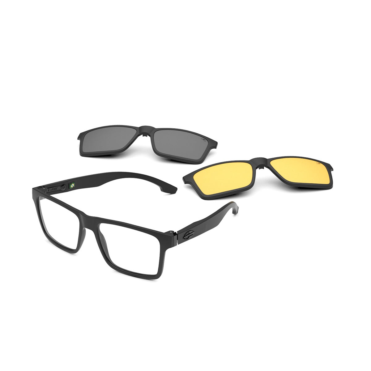 Mormaii Swap NG Duo Clip On Preto Fosco / Amarelo Polarizado / Cinza Polarizado - Lente 5,6 cm