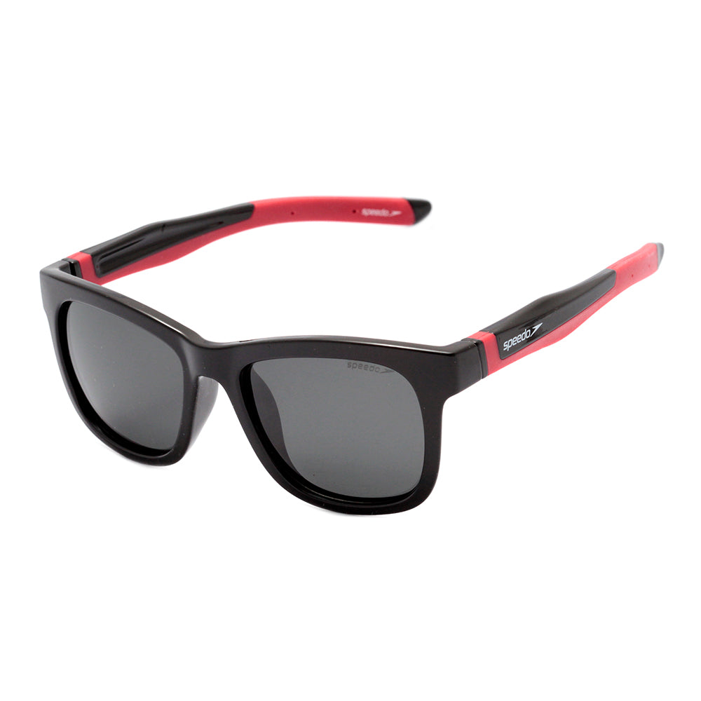 Speedo Drible Infantil A01 Preto Brilho e Vermelho Fosco / Cinza Polarizado - Lente 4,8 cm