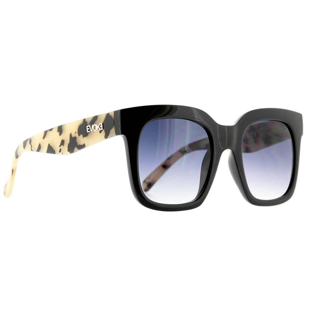 Evoke Audrey A23 Black Temple Turtle Silver / Gray Gradient - 52 mm